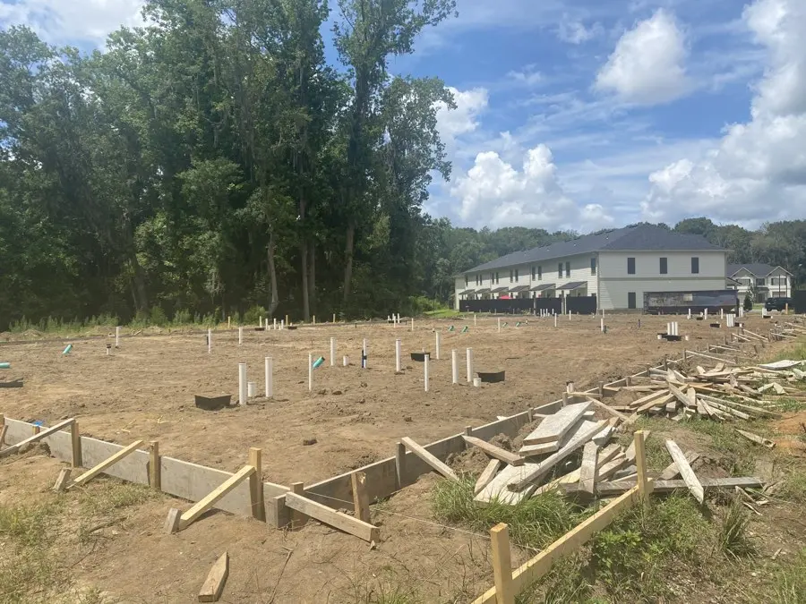 New slab with stub-out pipes and lumber forms